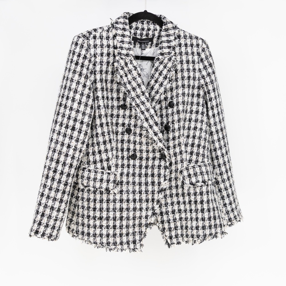 NEW White House Black Market Houndstooth Woven Textured Blazer Jacket 12